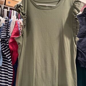 GAP Sage Green Ruffle Sleeve Tee